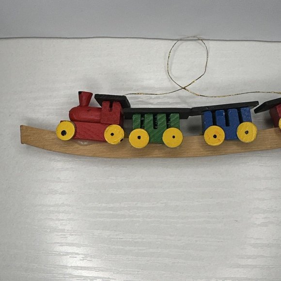 Vintage Miniature Wood‎ Train Christmas Tree Ornament - Picture 4 of 7